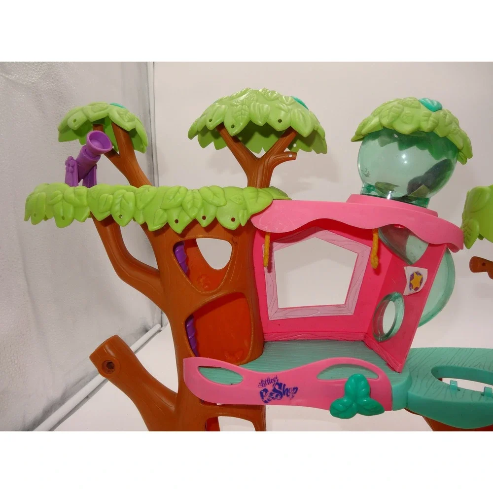 Littlest Pet Shop Treehouse Playset 2007 Hasbro Brown Pink Green Slide